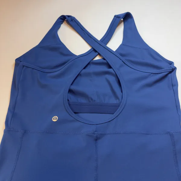 Enerbloom Blue Active Romper Cross Back Athletic Bodysuit w/Pockets XL Exercise - Image 4