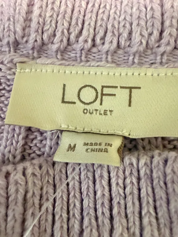NWT LOFT Outlet Lavender Ribbed Knit Mock Neck Sweater Top Medium Stretch Office - Image 4
