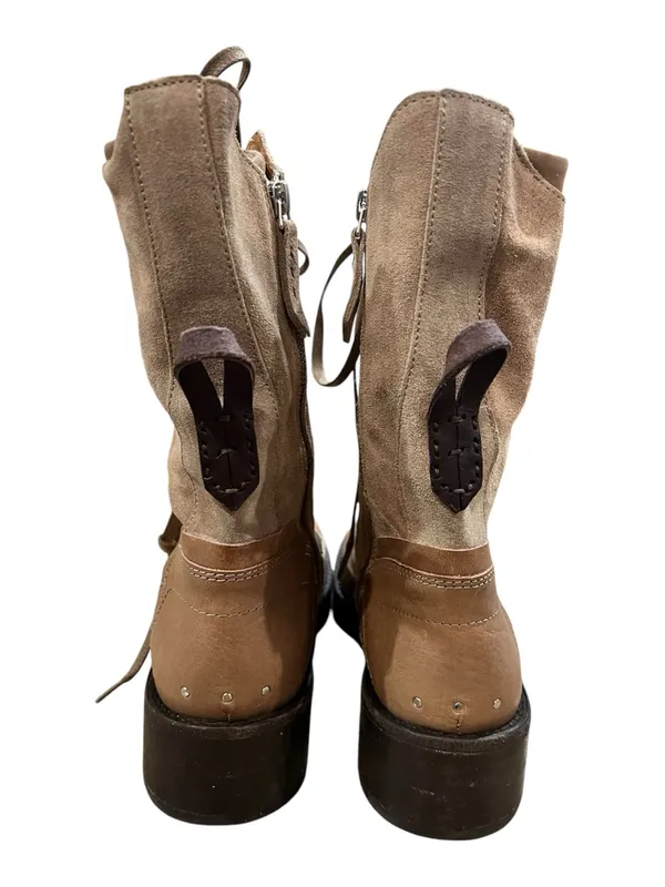 Free People We The Free Jesse Lace-Up Combat Boots Taupe Leather & Suede Size 9 - Image 5