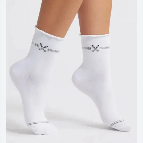STEMS bundle crew Golf Lettuce Edge Ankle Socks - White Winter plush cable grey - Image 2