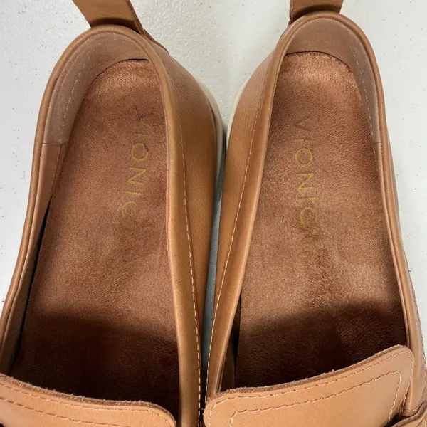 Vionic 7.5 Uptown Leather Penny Loafer Tan Platform Comfort Walking Preppy Shoe - Image 8