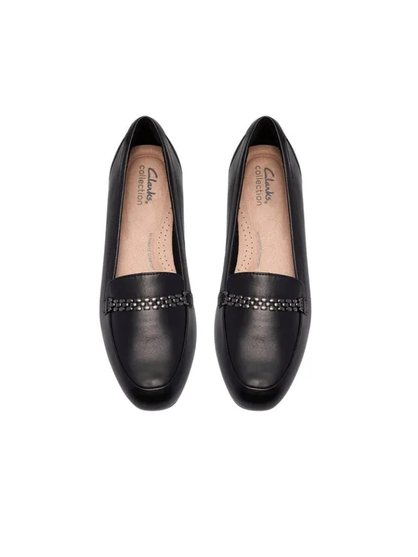 NWT Clarks Juliet Mia Leather Loafer Flat 26186950 Black 5.5M - Image 7