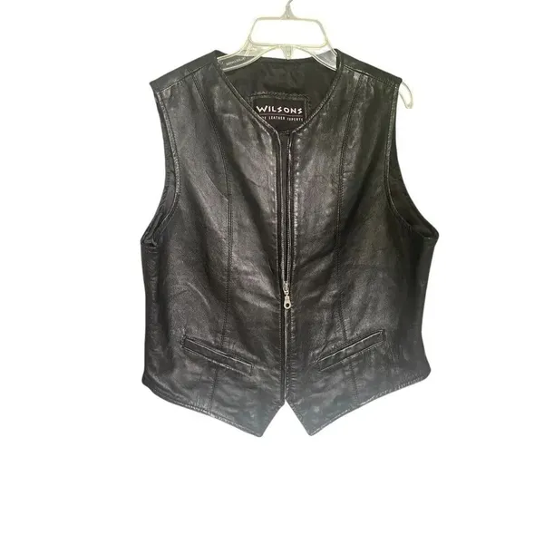 Wilsons The Leather Experts Sleeveless Vest Full Zip L Black Moto - Image 3