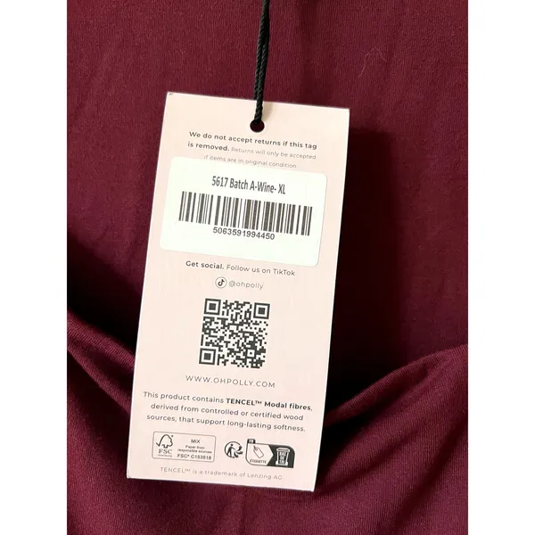 Oh Polly Ainslee Modal Square-Neck Bodycon Midi Dress in Wine Size XL - Image 7