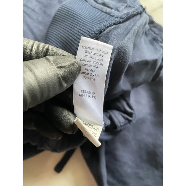 Athleta Linen Reverie Pants Sz 2 Navy Blue Drawstring Elastic Waist Wide Leg - Image 14