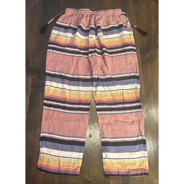 Urban Outfitters Pippa Drawstring Pants Small Striped Boho Beachy Relaxed Fit - Image 5