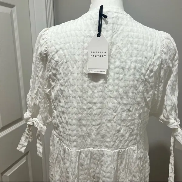 NWT English Factory GINGHAM TIERED MIDI DRESS white womens size medium oversized - Image 11