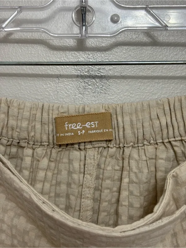 Free People Free-Est Pucker Oatmeal Check Cotton Tie Front Shorts - Size S - Image 6