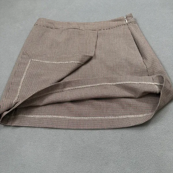A New Day Mini Skirt Womens 4 Brown Houndstooth Pattern Side Zipper Patterned A - Image 6