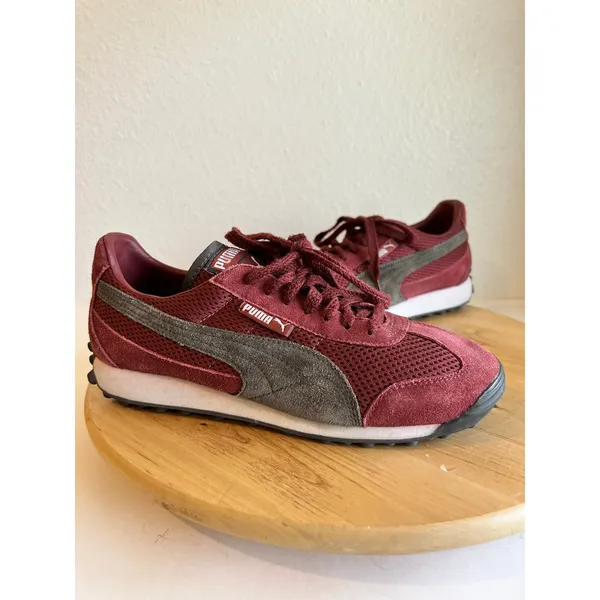 Puma Maroon Gray Genuine Suede Leather Lace Up Sneakers Shoe Size 8 Women's - Image 10