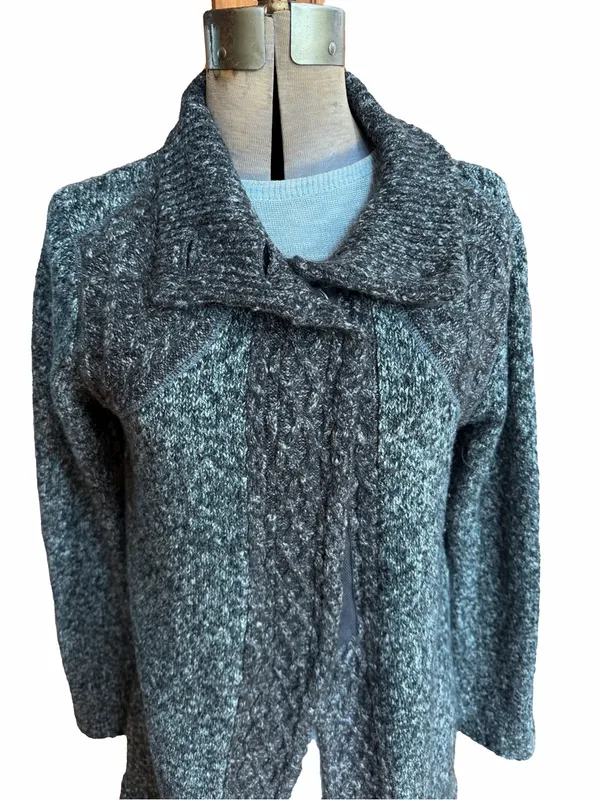 Prana Angelica Duster Cardigan, Wool Mohair Blend, Long Line, Heather Charcoal - Image 4