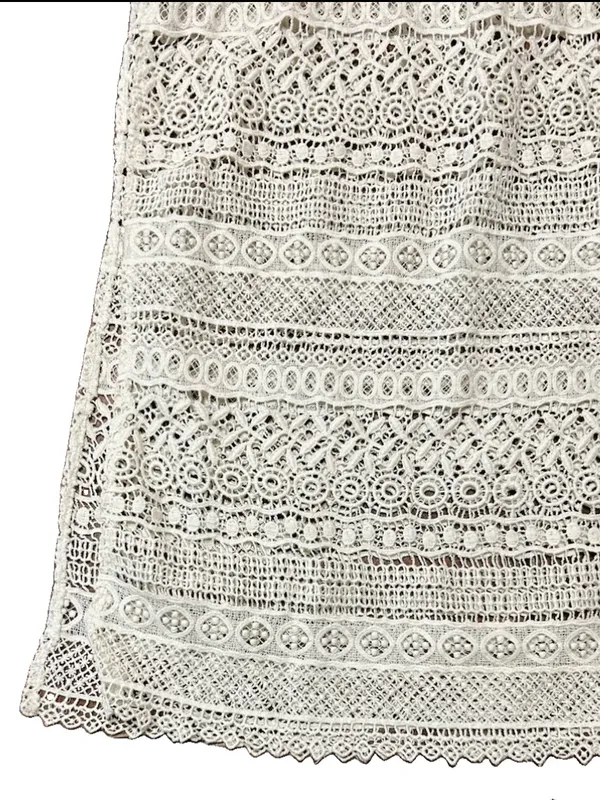 Jessica Simpson Maxi Skirt Size XS Cream Crochet Lace Boho Side Slit Beach NWT - Image 3