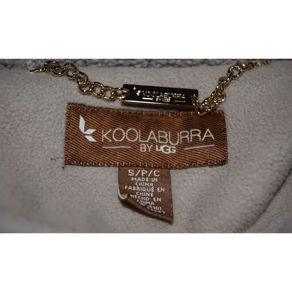 Kookaburra UGG Women's‎ Cozy Fleece Coat Hooded Zip Up Sherpa Trim Taupe Medium - Image 10