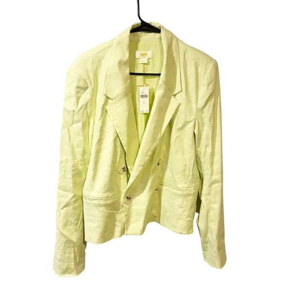 Anthropologie Maeve‎ Light Green Linen Slim Blazer Size XL NEW - Image 2