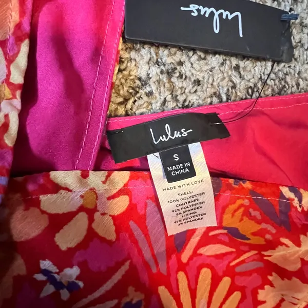 Lulus Pink Floral Surplice Bodysuit Braided Straps Small NWT Summer‎ Tropical - Image 2
