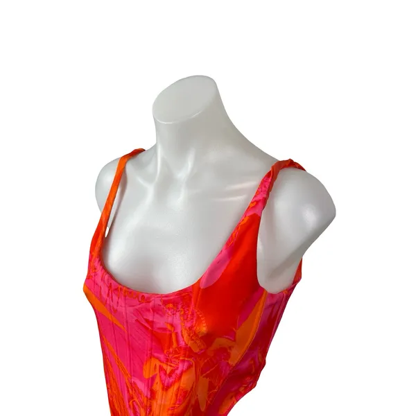 White Fox Coral Pink Marble Longline Sleeveless Corset Bustier Crop Top Size S - Image 3