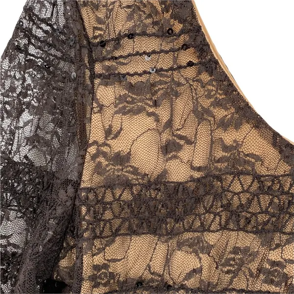 Worth Black Stretch Lace Long Sleeve Top with Sequin Trim – Size M - Image 3