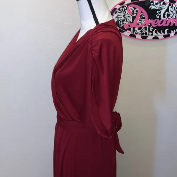 Angvns Amazon dark red ruched open sleeves maxi dress - Image 6
