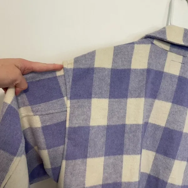 WILD FABLE Lilac Lavender Purple Cream Ivory Plaid Oversized Fit Shacket Jacket - Image 15