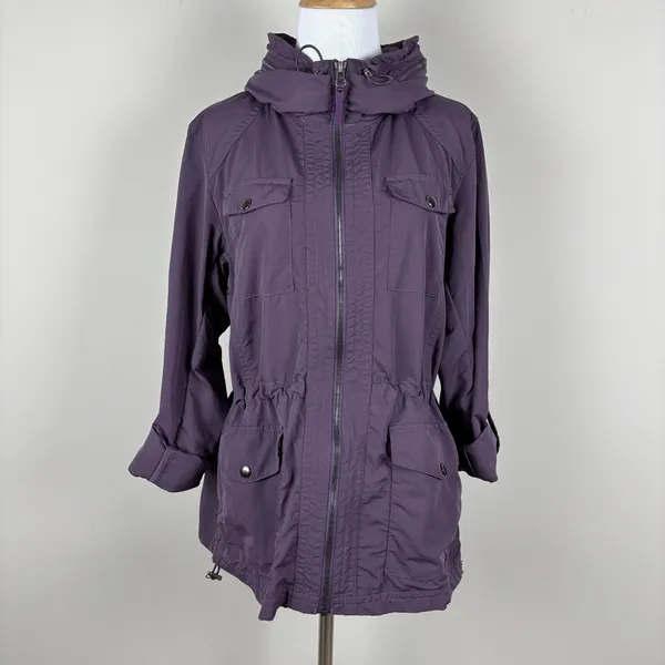 Eddie Bauer Travex Utility Windbreaker‎ Jacket Womens Medium Purple Full Zip M - Image 2