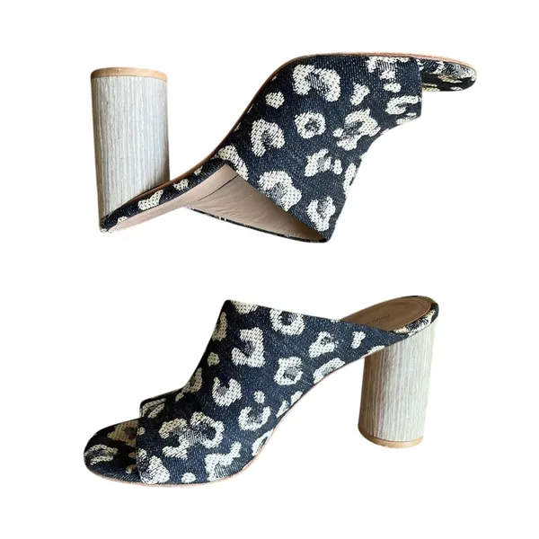 Pour La Victoire Women's Helena Asymmetrical Mule Size 9 Blue Leopard Print - Image 3