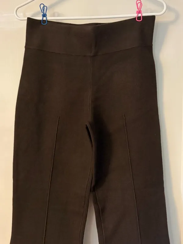 J Crew dark chocolate brown knit wide leg crop pants size medium preppy classic - Image 3