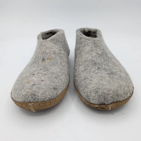 Glerups Grey Felted Wool Slipper Shoes Leather Sole Womens 7 EU 37 Danish Design - Image 3