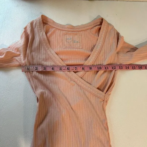 Aerie Ribbed Wrap Bodysuit XS Pink Long Sleeve Ballet Core NWT - Image 8