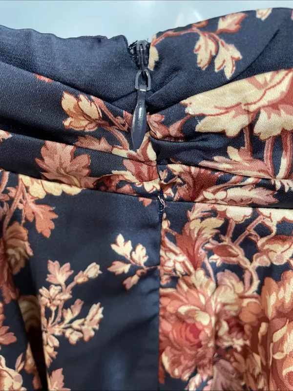 Altar'd State Annmarie Navy/Brown Floral Cutout Dress - Image 2