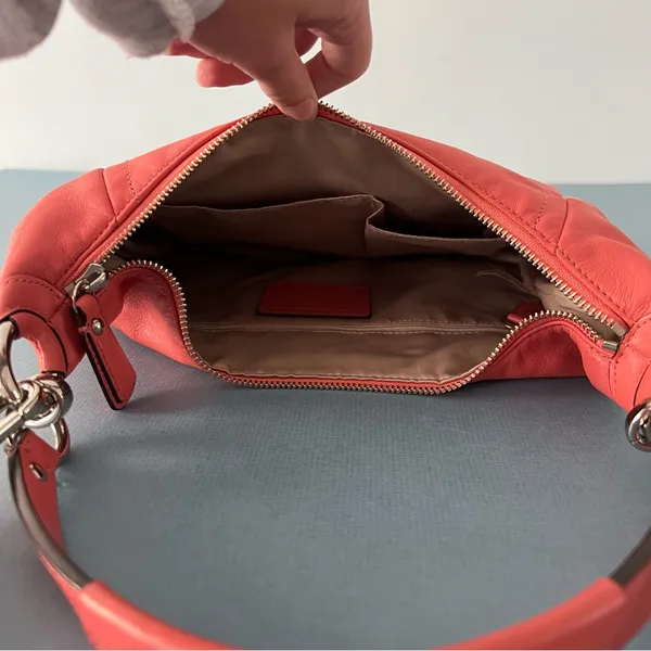 Coach Kirstin Coral Salmon Pink Leather Hobo Shoulder Bag‎ - Image 8