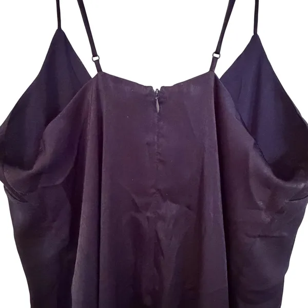 Lush Silky Slip Dress‎ Women's Medium Navy Black Lace Dainty Feminine Coquette - Image 6