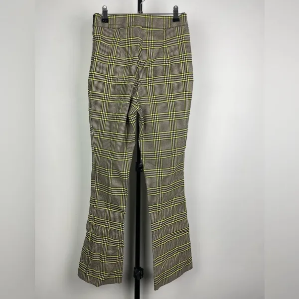 Urban Outfitters Black Green Checked Plaid Cropped‎ Flare Pants - Image 3