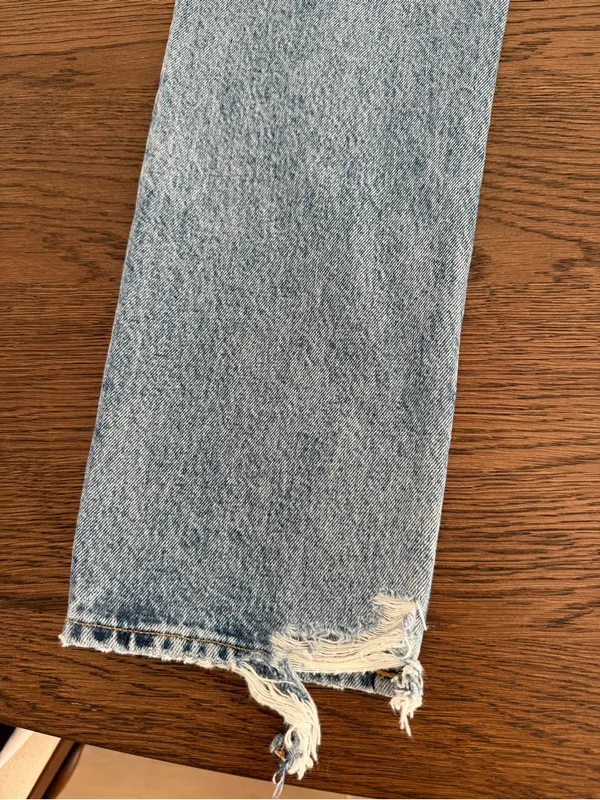 Agolde Light Blue Straight Leg High-Rise Jeans with Button-Fly - Image 6