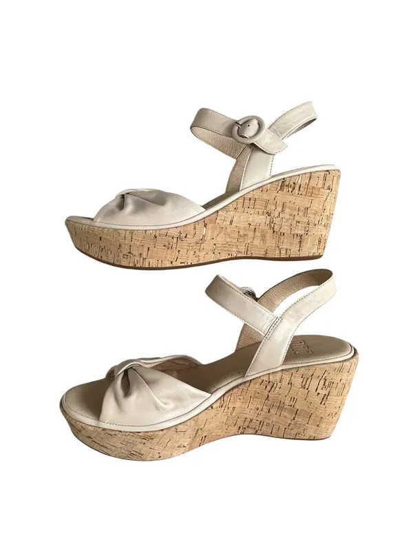 ONO Caul Beige Knot Front Cork Wedge Leather Sandals Women’s Size 8 - Image 6