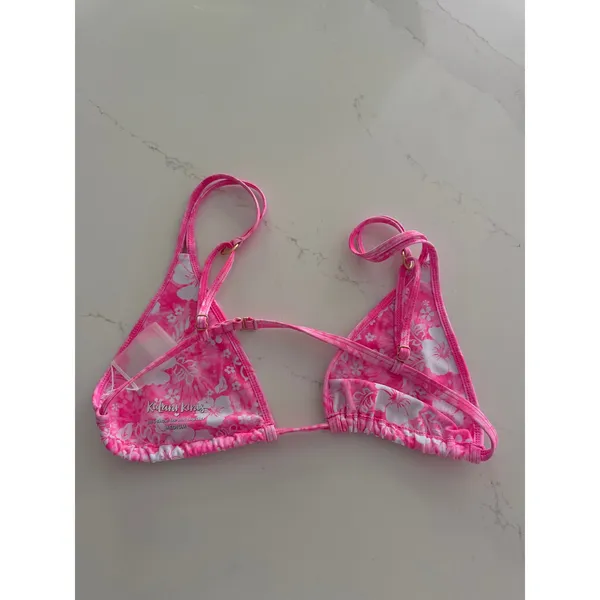 Kulani Kinis Bind Tie Halter Bikini Top in Island Blush Size Medium - Image 4