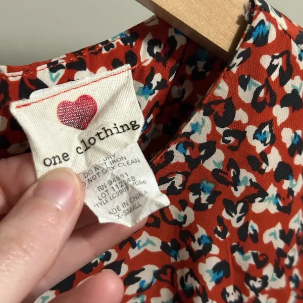 Red White Blue Heart Cheetah Print Mini Short Sleeve Dress size XS - Image 4