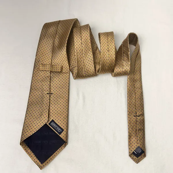 Lands’ End Handmade Tie Silk Necktie Mens Geometric Classic Gold Tie - Image 5