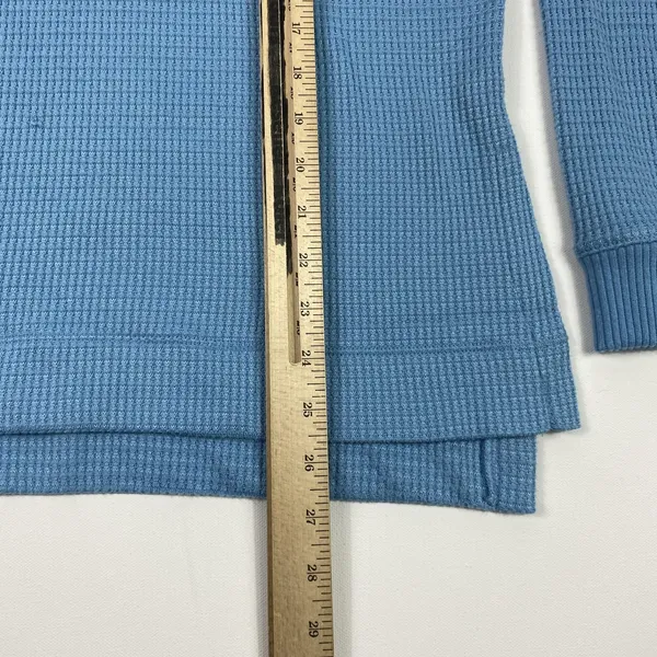 American Eagle‎ Shirt Womens XS Blue Waffle Knit Thermal Crewneck Long Sleeve - Image 7