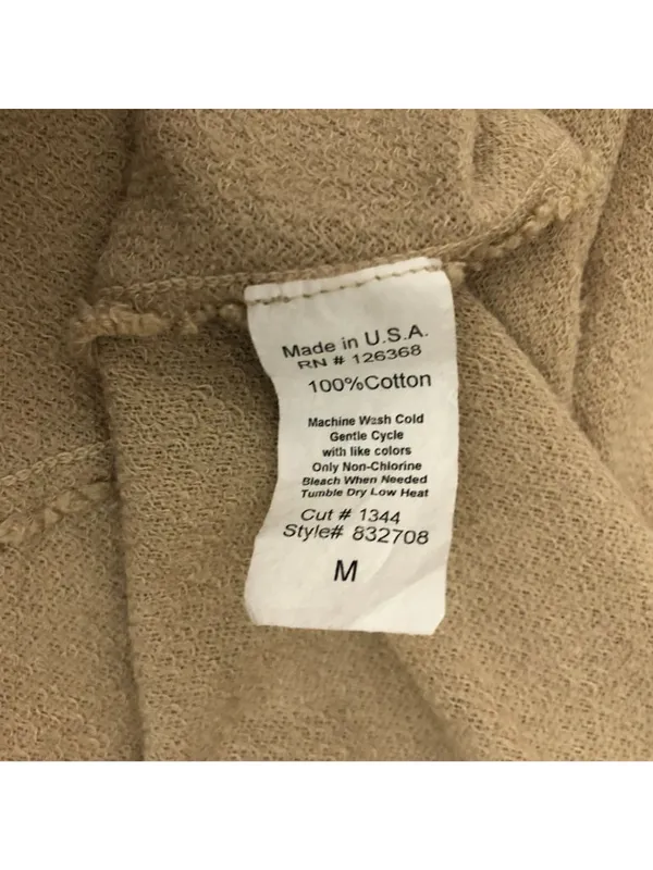 Wilt Womens Long Sleeve Beige Distressed Cotton Top Size M High-Low Made In USA - Image 4