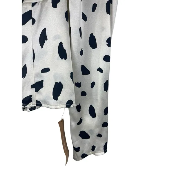 Reformation Abigale Top Silk Polka Dot Puff Sleeve Smocked Crop Size 10 NWT - Image 5