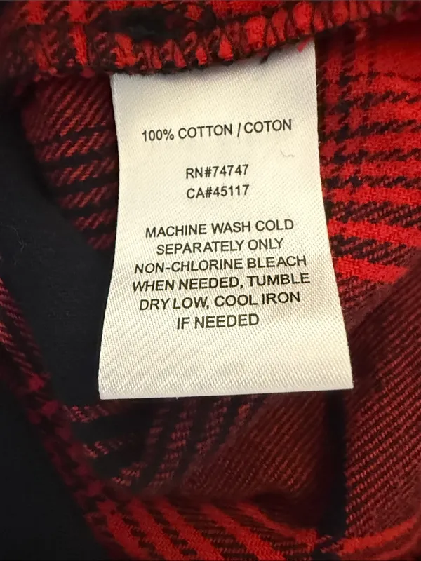 Natural Reflections Red and Black Plaid Button-Down Shirt M - Image 6