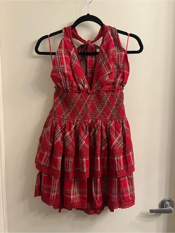 LoveShackFancy Deanna Halter Dress Large - Image 3