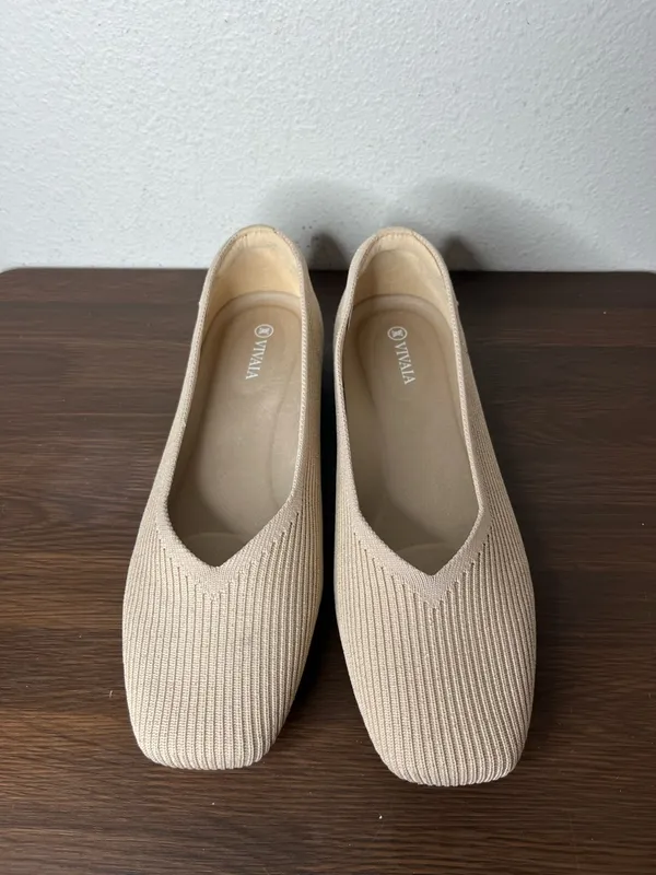 Vivaia Golden Almond Glitter Margot 2.0 Square Toe V Cut Flats Washable Size 41 - Image 5