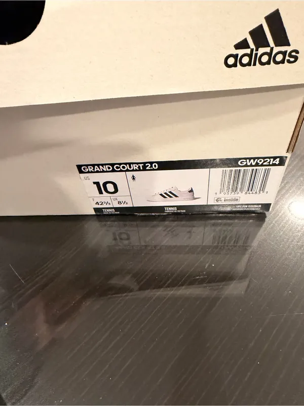 New in box Adidas White Sneakers with Black Stripes - Image 3