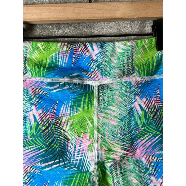 FLEO‎ Tropical Palm Print High Rise Workout Shorts Small Athletic Gym Running - Image 4