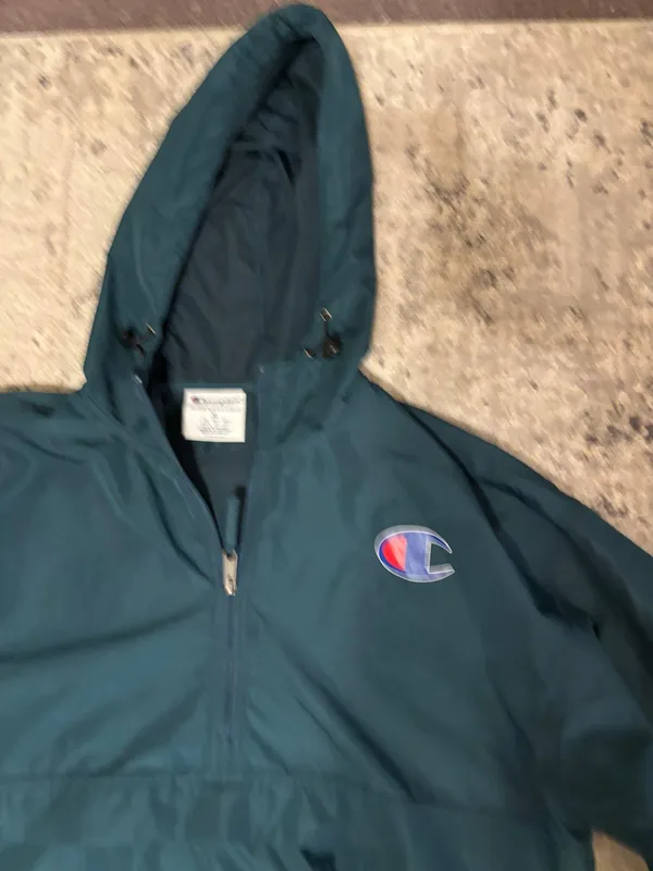 Champion Green Windbreaker Jacket Men's Size XL - Image 3