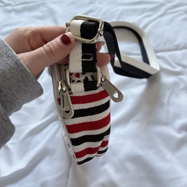 Brighton Love Scroll Canvas‎ Crossbody Bag Purse White Red Black Hearts - Image 6