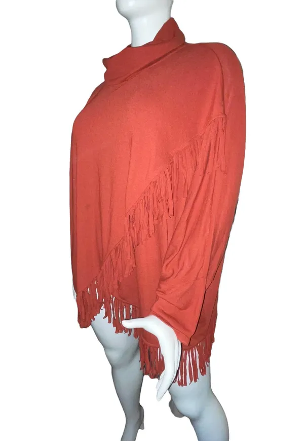 Avenue Fringed Wrap Turtleneck Top - Image 2