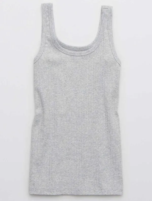 New Aerie Wide Rib Tank Top Medium Heather Gray Size XS - Image 4