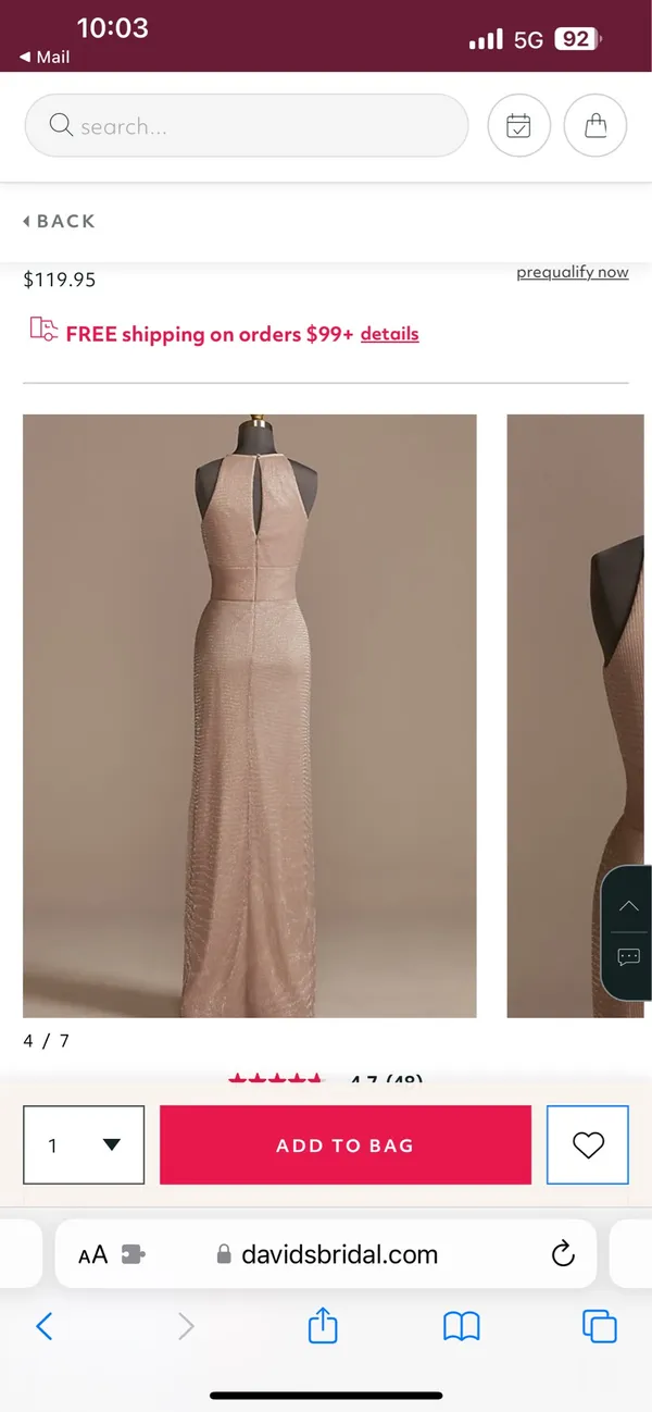 David's Bridal Champagne Formal Dress - Image 2